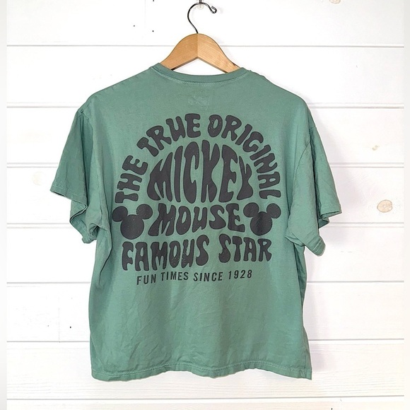 Disney 100 Years Cotton Oversized Relaxed Fit Green Mickey Mouse T-Shirt Sz S - Picture 5 of 7